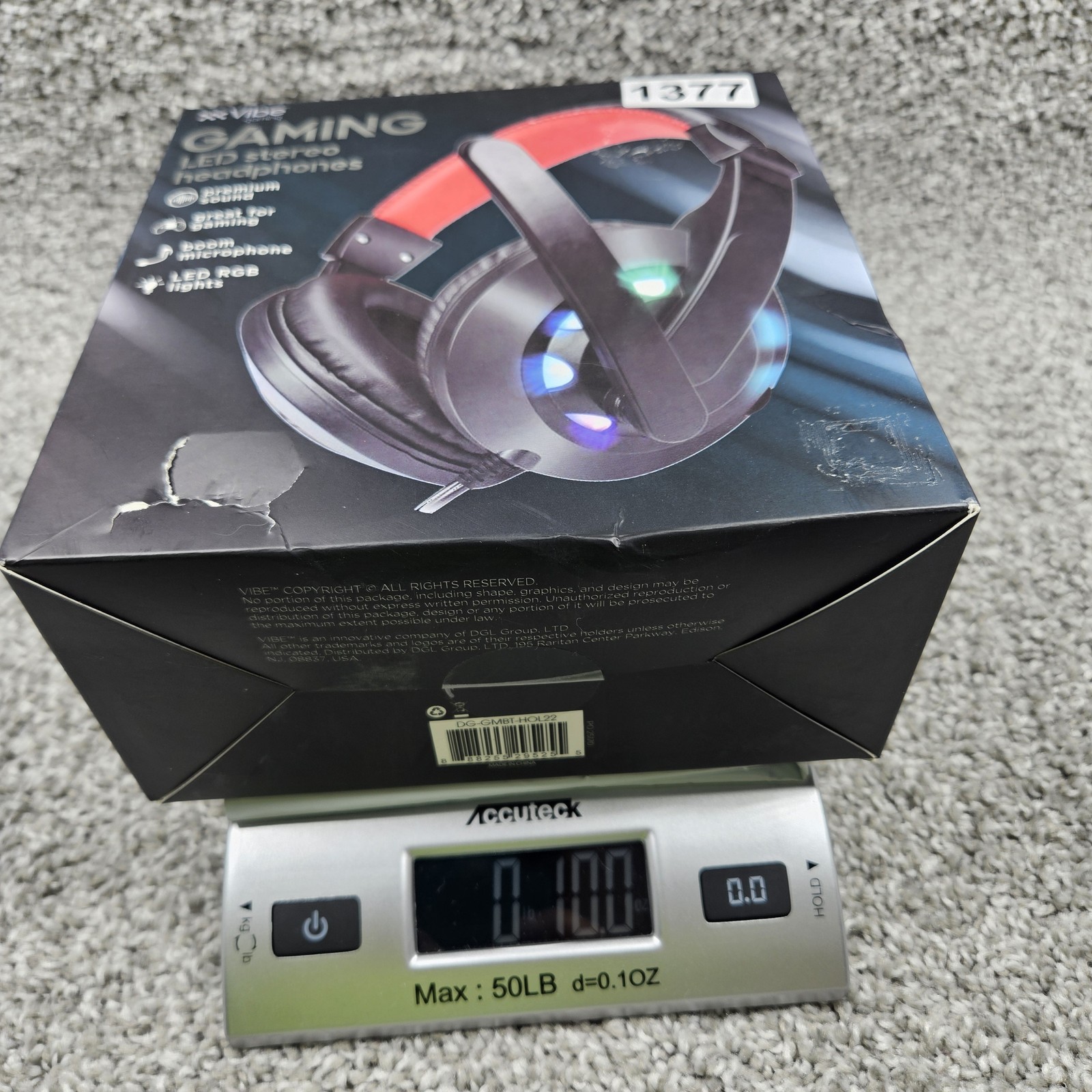 Vibe Gaming LED Stereo Headphones RGB Lights Boom Mic PC Adapter Black Red