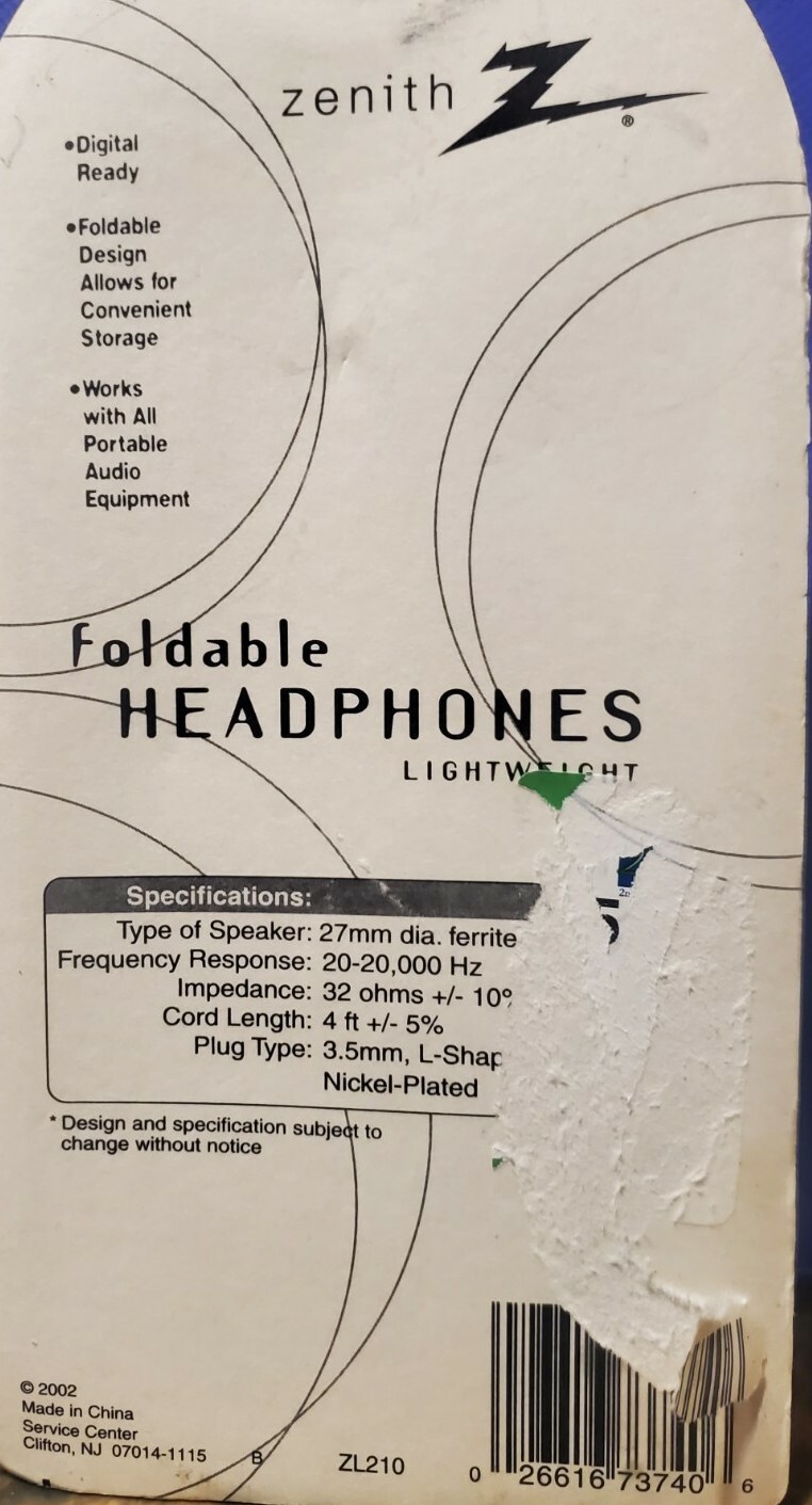 Zenith Foldable Stereo Headphones, Lightweight, Rich Bass