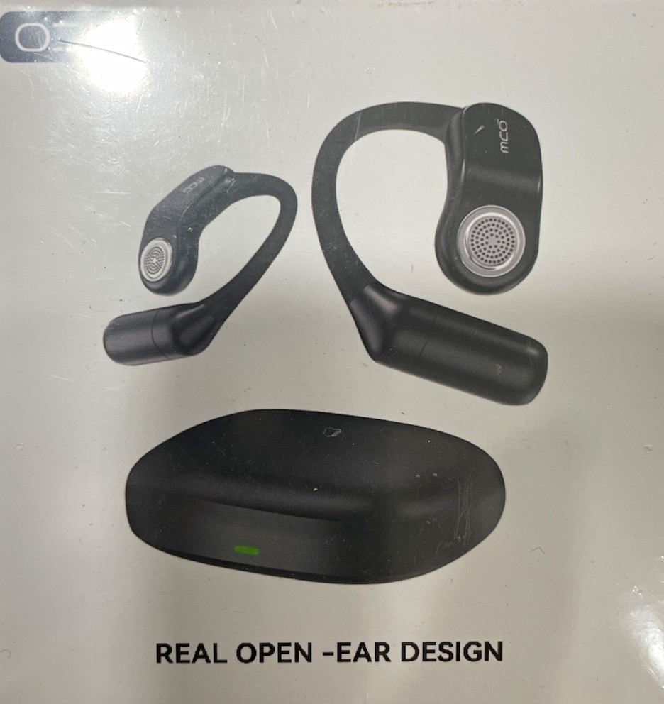 OJW OWS Open-Ear Ear-Hook Bluetooth Wireless Earbuds Double Black/Purple Case
