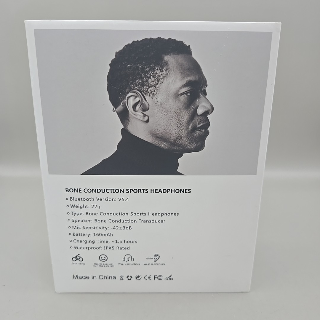 NEW Open Ear Bone Conduction Sports Motion Headphones Model X20S Black Bluetooth