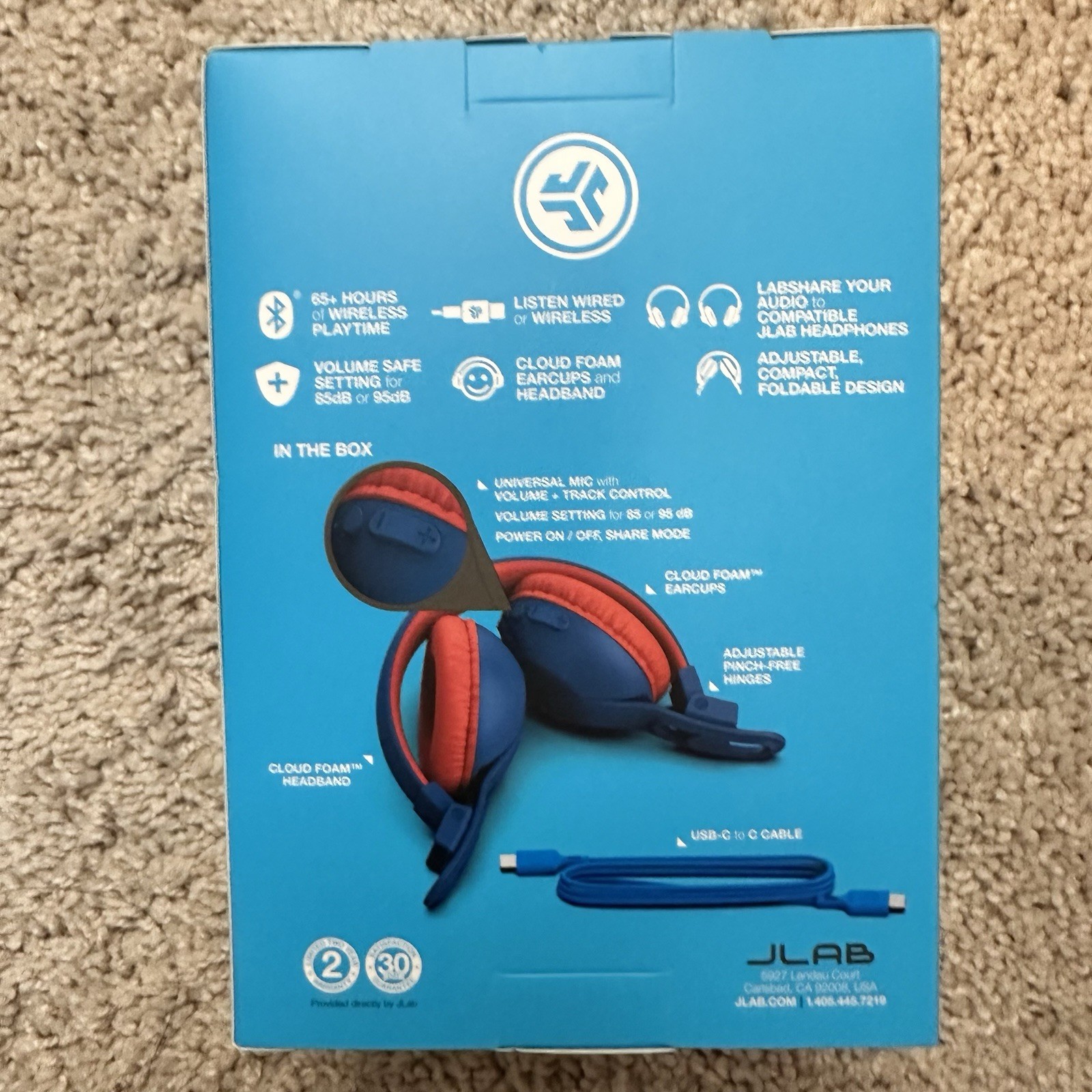 New JLab JBuddies Studio 2 Over Ear Wireless Bluetooth Kids Headphones Blue Red
