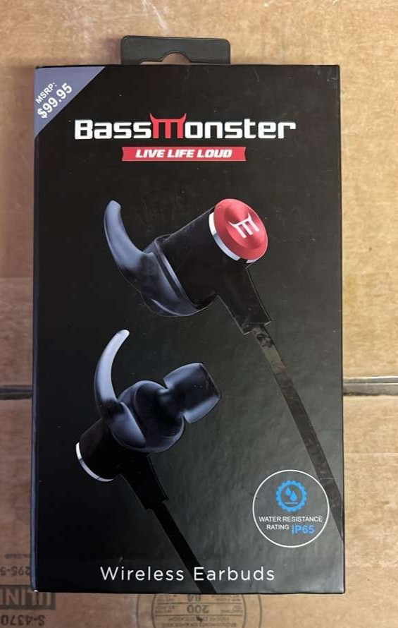 Bass Monster Urban Sound Gear Wireless Bluetooth Earbuds Black/Red