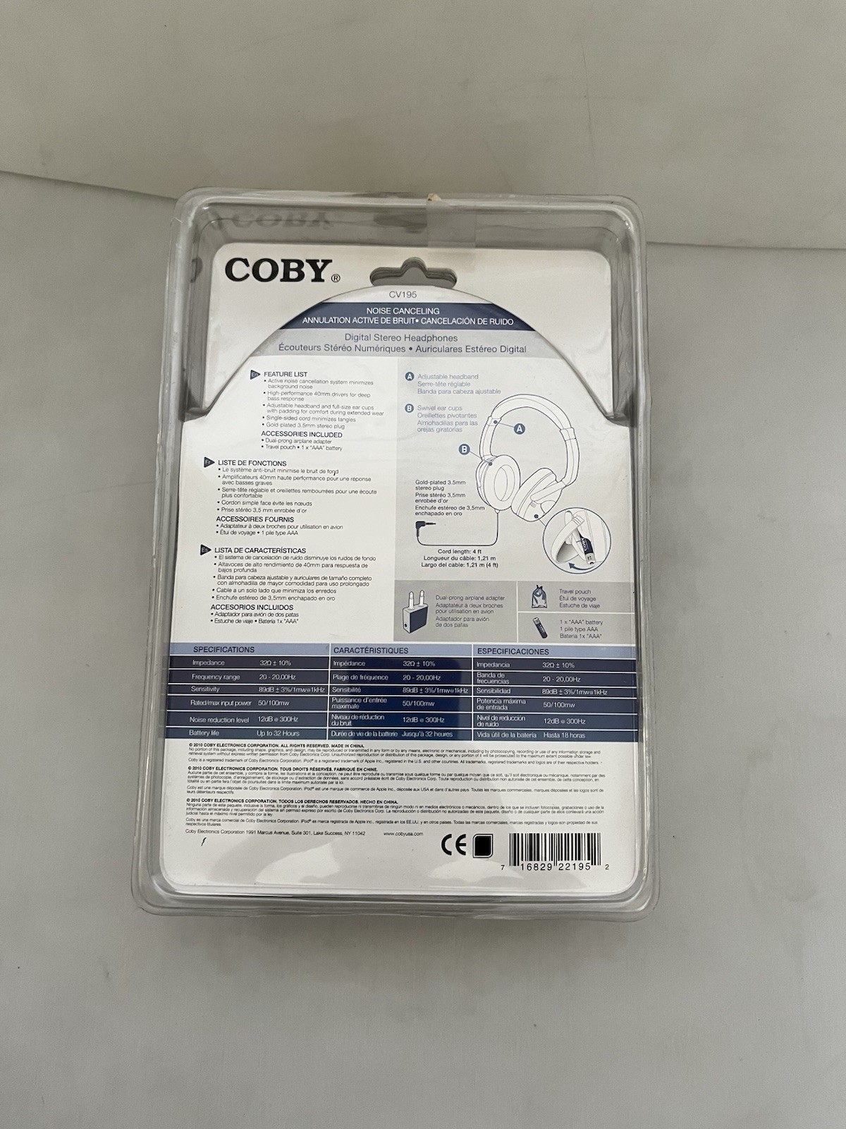 Coby CV195 Headband Headphones – Black – NEW SEALED