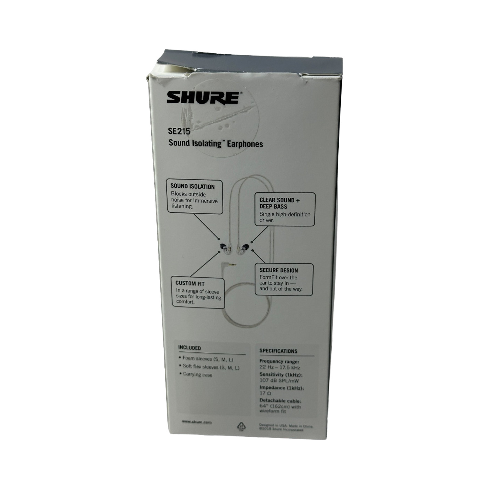 SHURE SE215-CL Sound Isolating In-Ear Headphones Earphones IEM Earbuds CLEAR