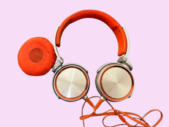 SONY EXTRA BASS series headphones Orange Red MDR-XB610 Tested Works Rare JP O66