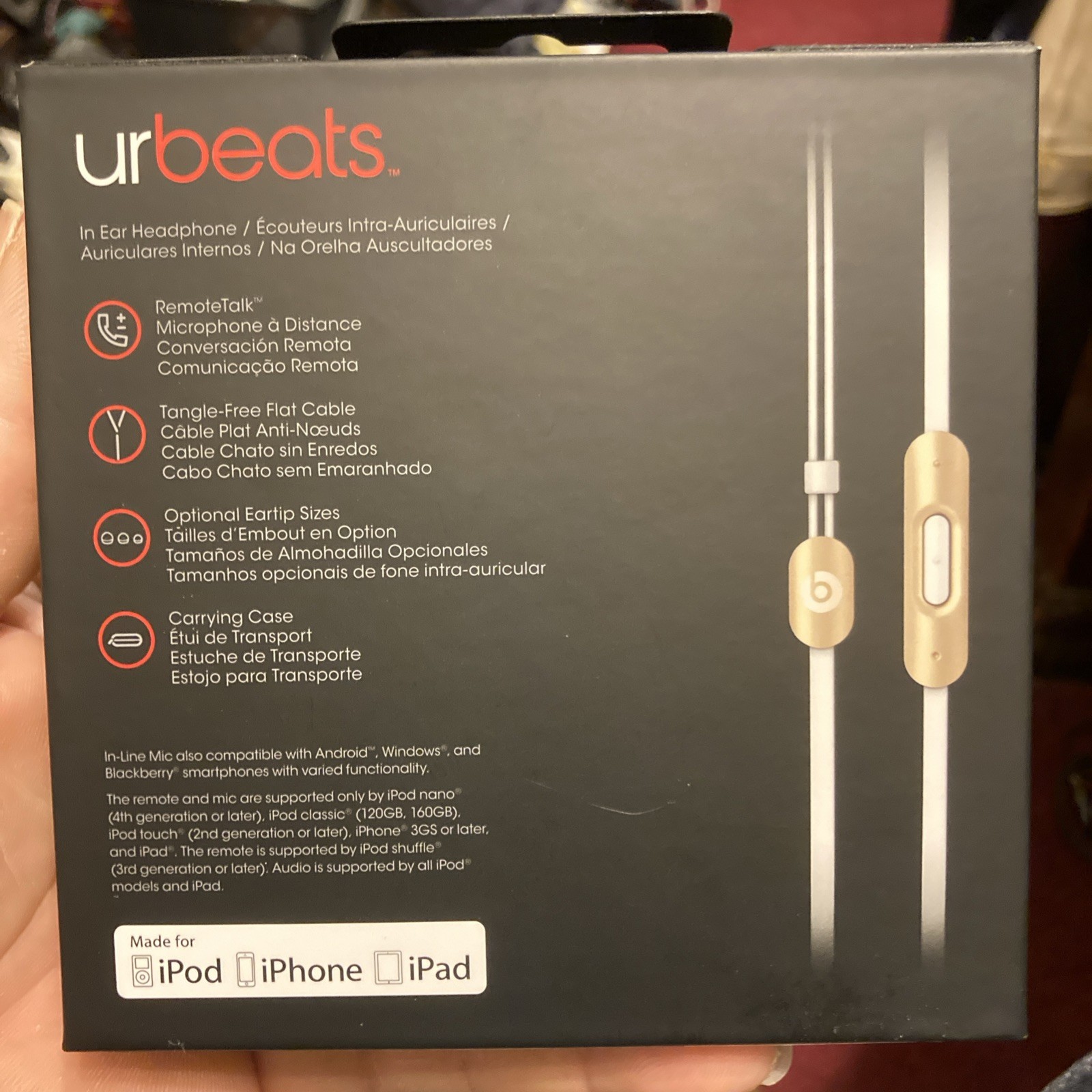 Apple urBeats Wired Earphones Gold Remote Talk iPod iPhone iPad Unused with Case