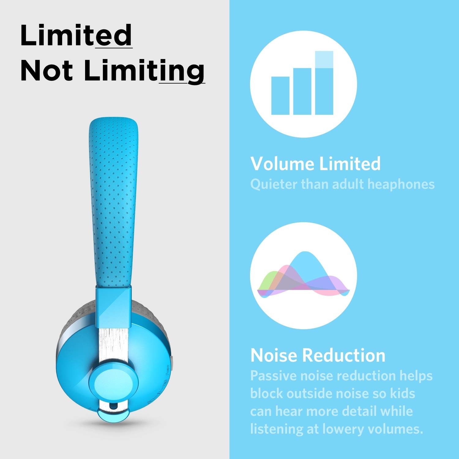 LilGadgets Bluetooth Headphones – Ages 4+ – On-Ear, Blue – 4 Years +,