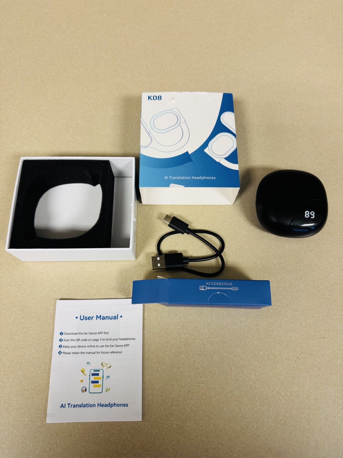 KO8 AI Translation Headphones AI-powered smart translator earbuds