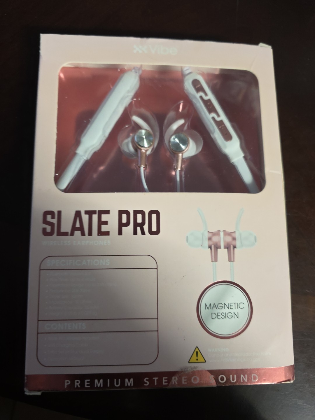 Vibe Slate Pro Wireless Bluetooth Earphones Running/Jogging Pink/White Free Ship