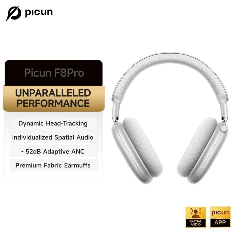 Picun F8 Pro ANC Wireless Headphones Bluetooth 5.3 Headset HIFI 3D Audio Mic