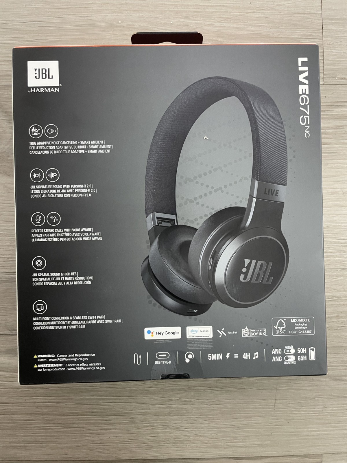 JBL by Harman Live 675NC Wireless True Adaptive Noise Cancelling Headphones