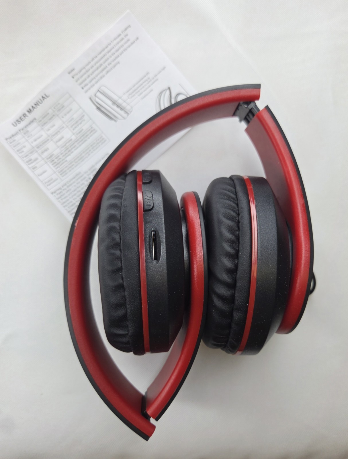 B39 Bluetooth Headset Wireless Hi-Fi Lights Over-Ear Headphones Red Black