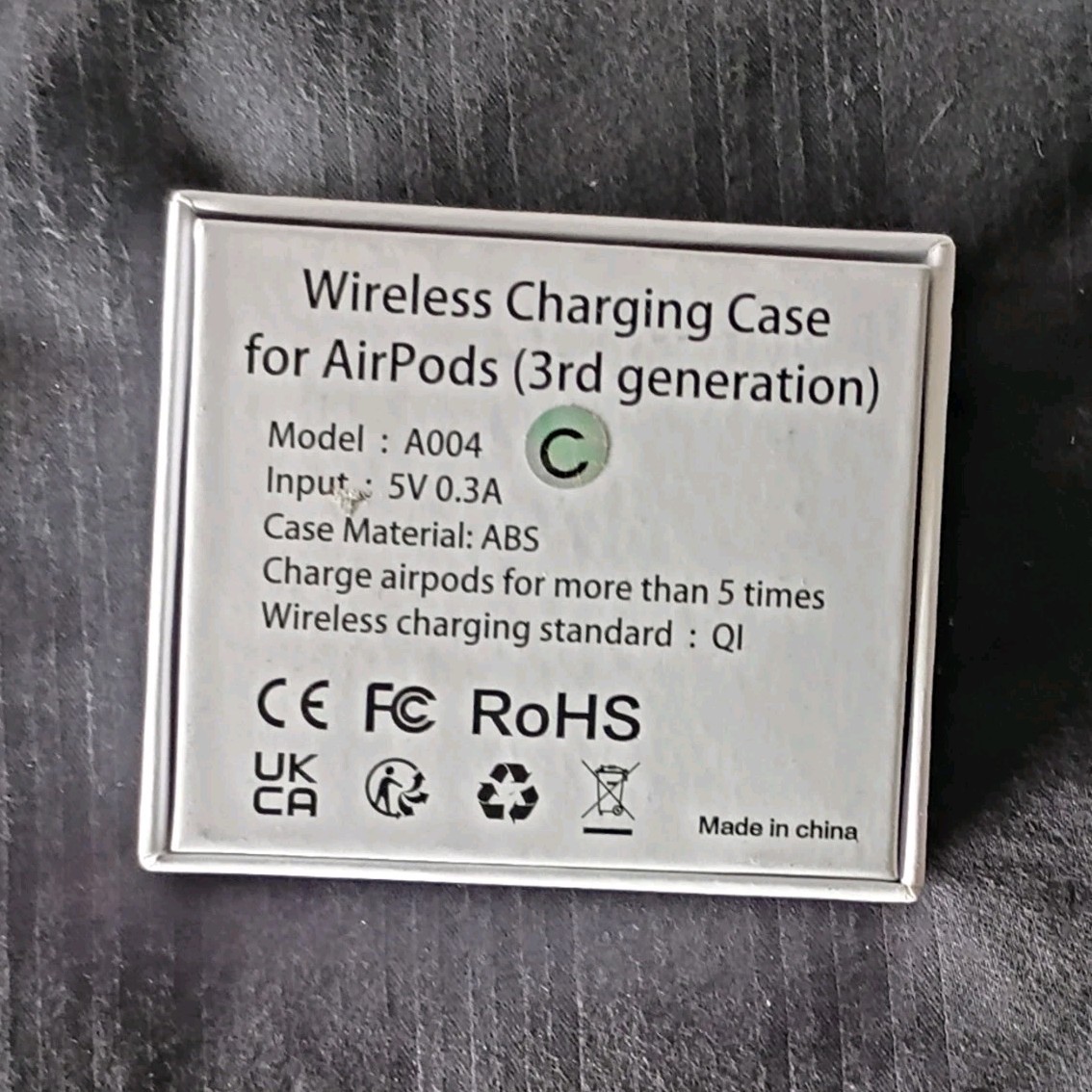 Wireless Charging Case for AirPods 3rd Gen Model A004 Qi Standard White