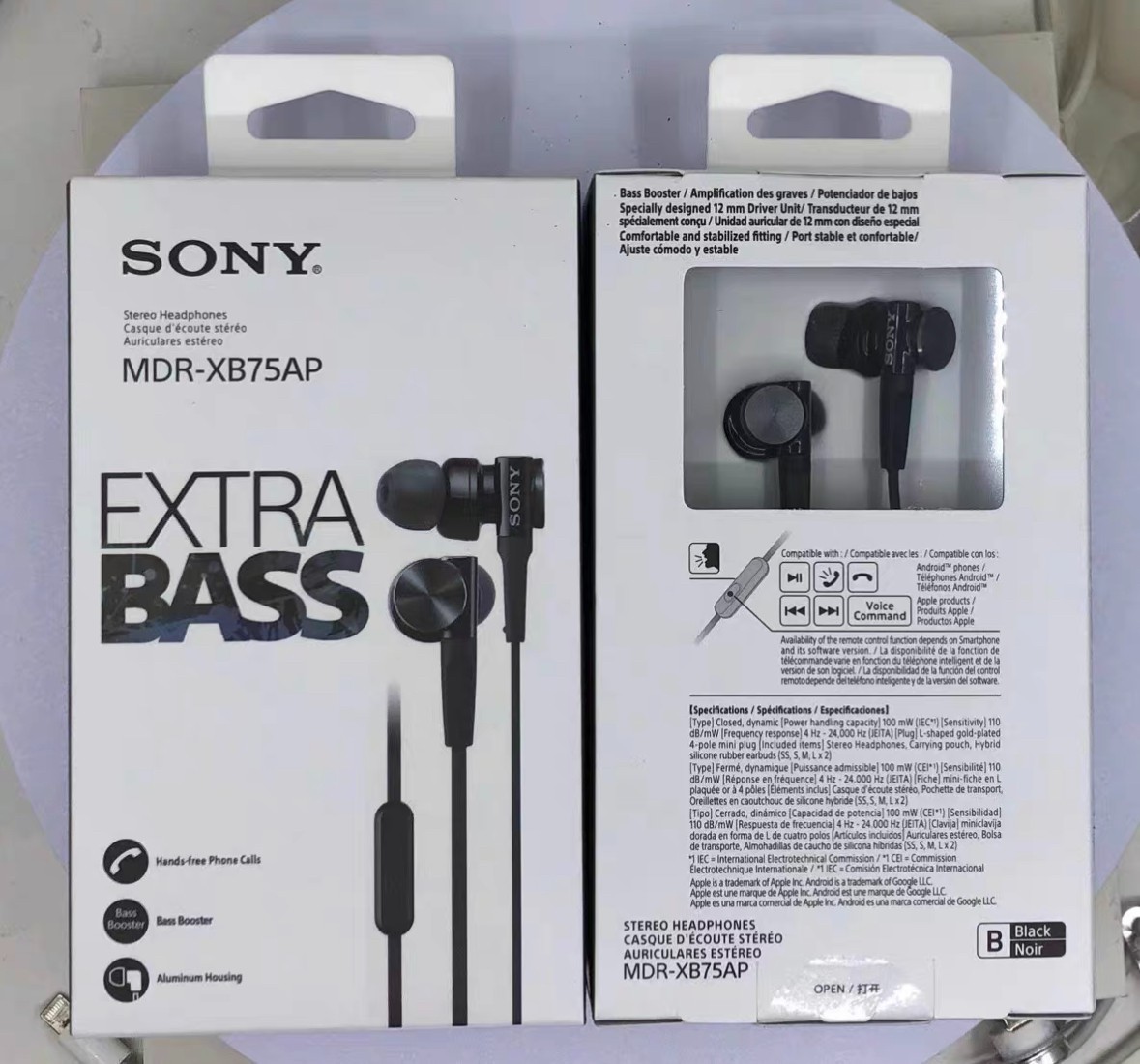 For SONY MDR-XB75AP Bass Booster In-Ear Headphones with In-Line Mic Black