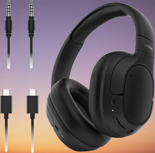 Belkin SoundForm Isolate Hybrid ANC 60Hr Over-Ear Headphones Black