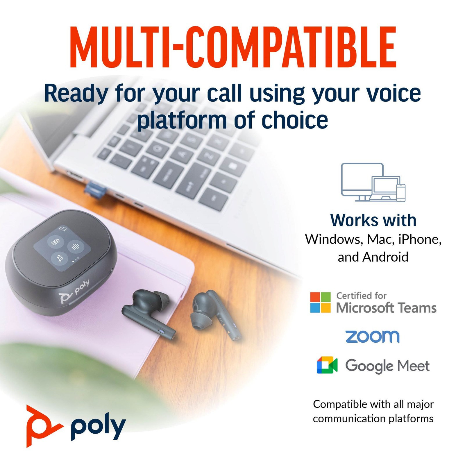 Poly Voyager Free 60+M UC Carbon Black Earbuds +BT700 USB-C Adapter