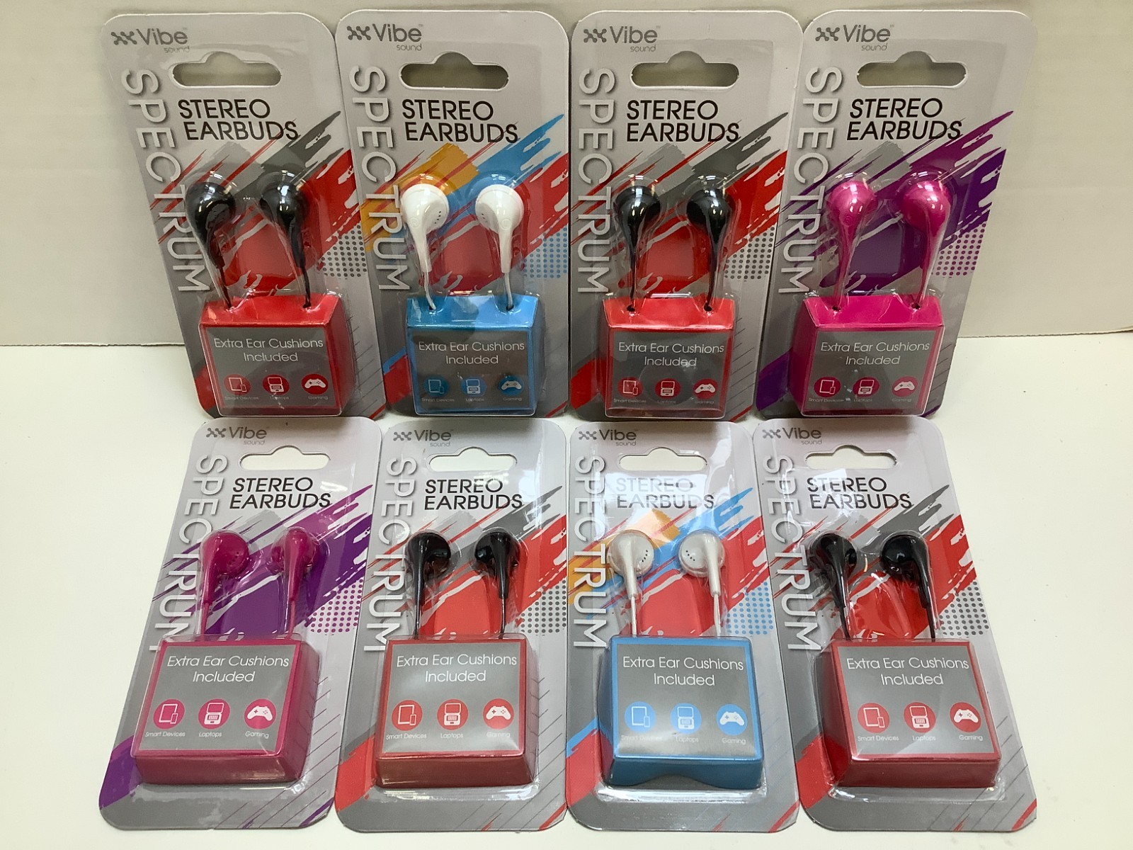 Vibe Sound Stereo Earbuds, Assorted Colors, Lot of 8, Free Shipping!!!