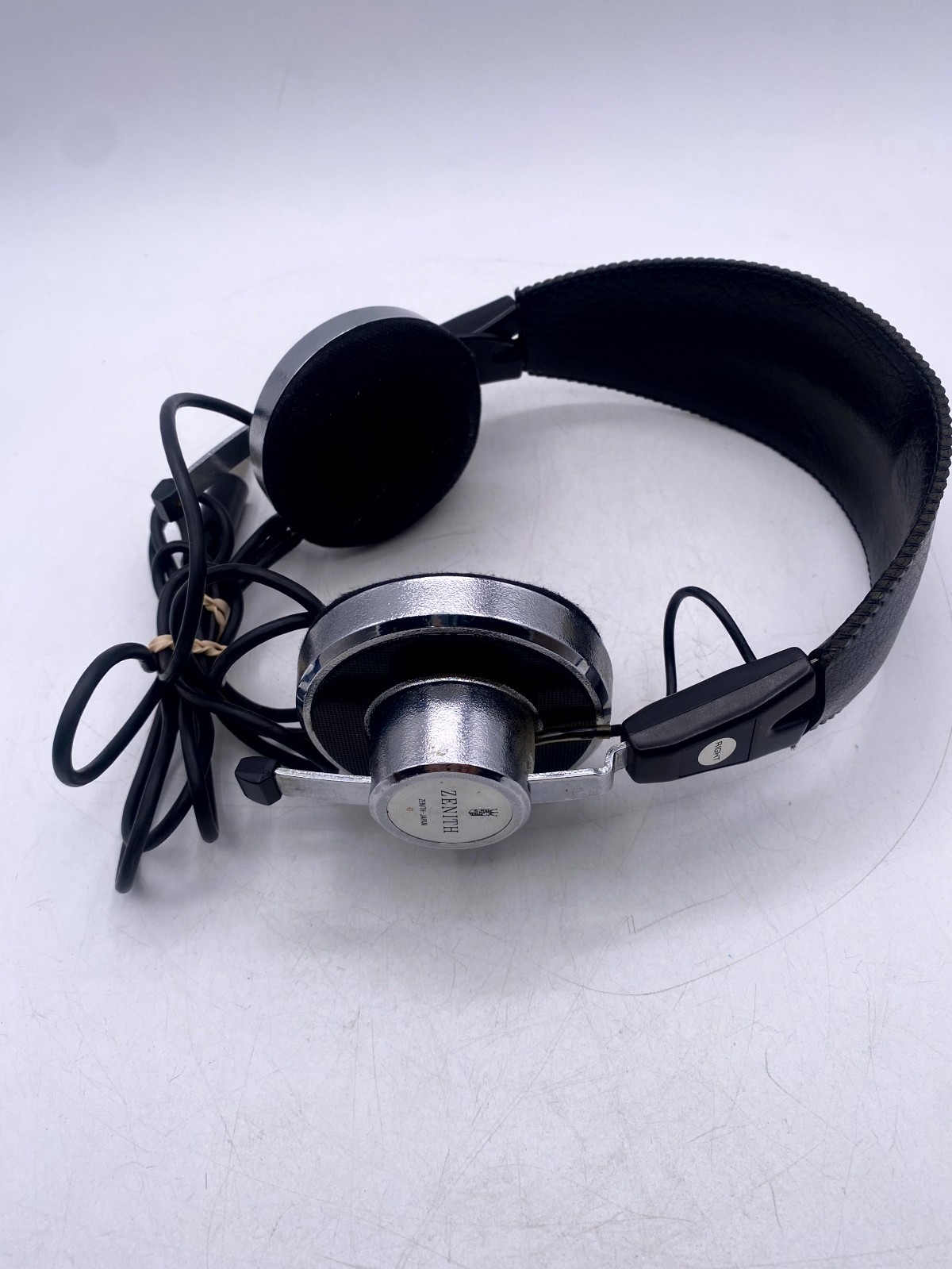 Vintage Zenith On-Ear Stereo Headphones Black & Silver Wired Adjustable Headband