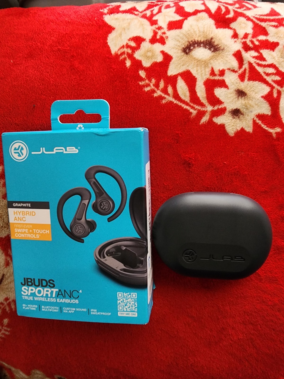 JLab JBuds Sport ANC 4 Bluetooth Earbuds, Sporthook, Fitness & Gym NEW OPEN BOX