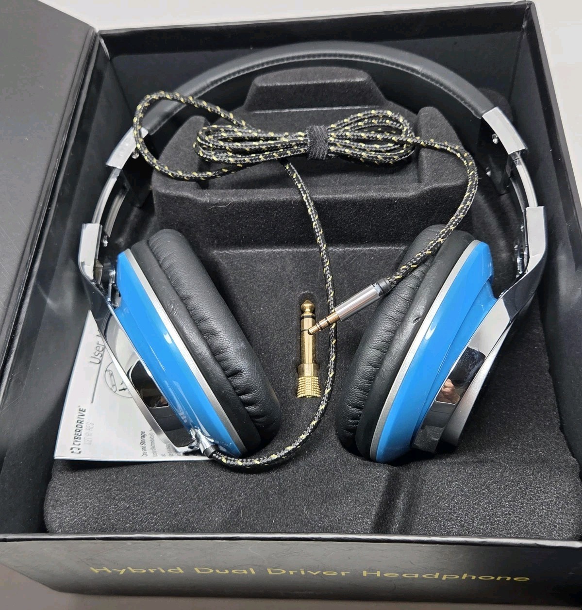 Cyberdrive Hi-Res Hybrid Dual Driver Over-Ear Headphones Blue Open Box Complete