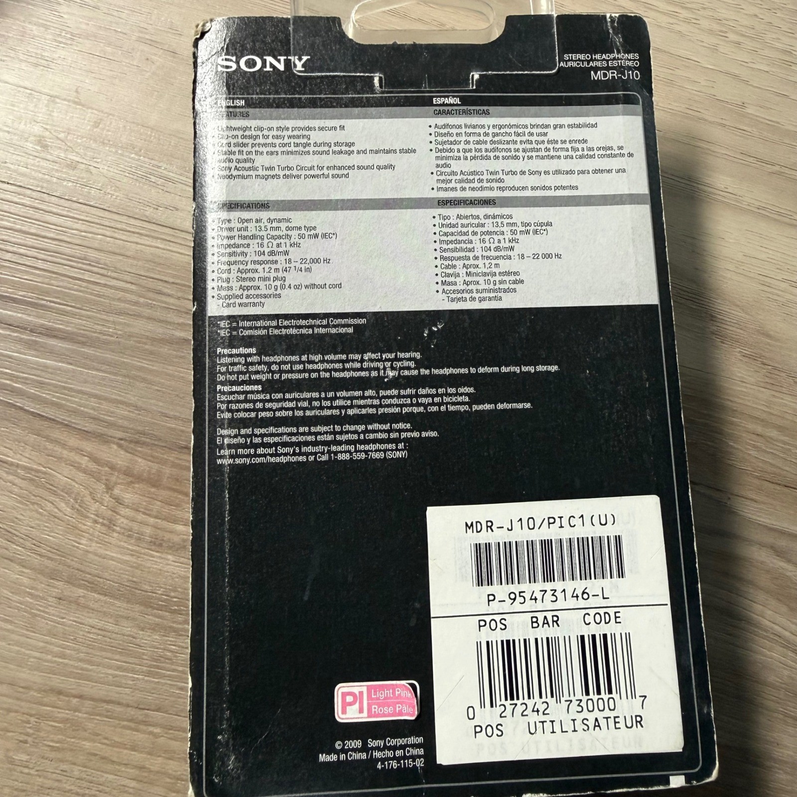Sony MDR-J10 Clip-On Stereo Headphones Pink Vintage Y2K Wired Earbuds New Sealed