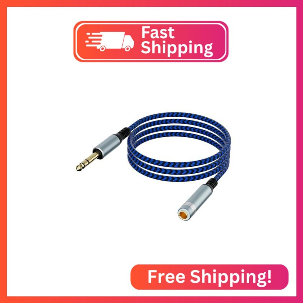 LDKCOK 15ft 1/4 Inch Extension Cable, Nylon Braided 6.35mm Male to Female TRS St
