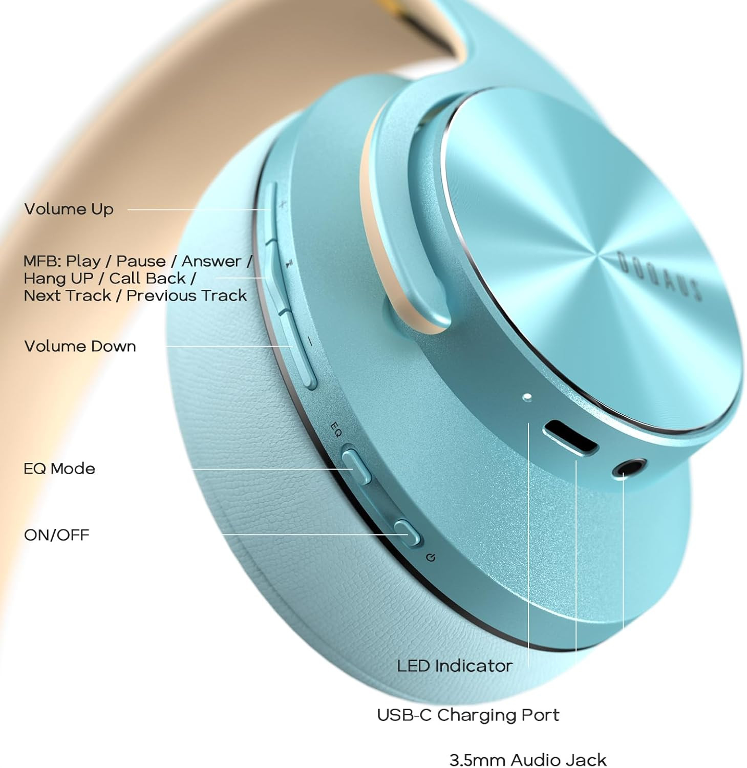 Bluetooth Headphones over Ear, 90H Playtime, 3 EQ Modes, Hifi Audio, ENC Mic, Re