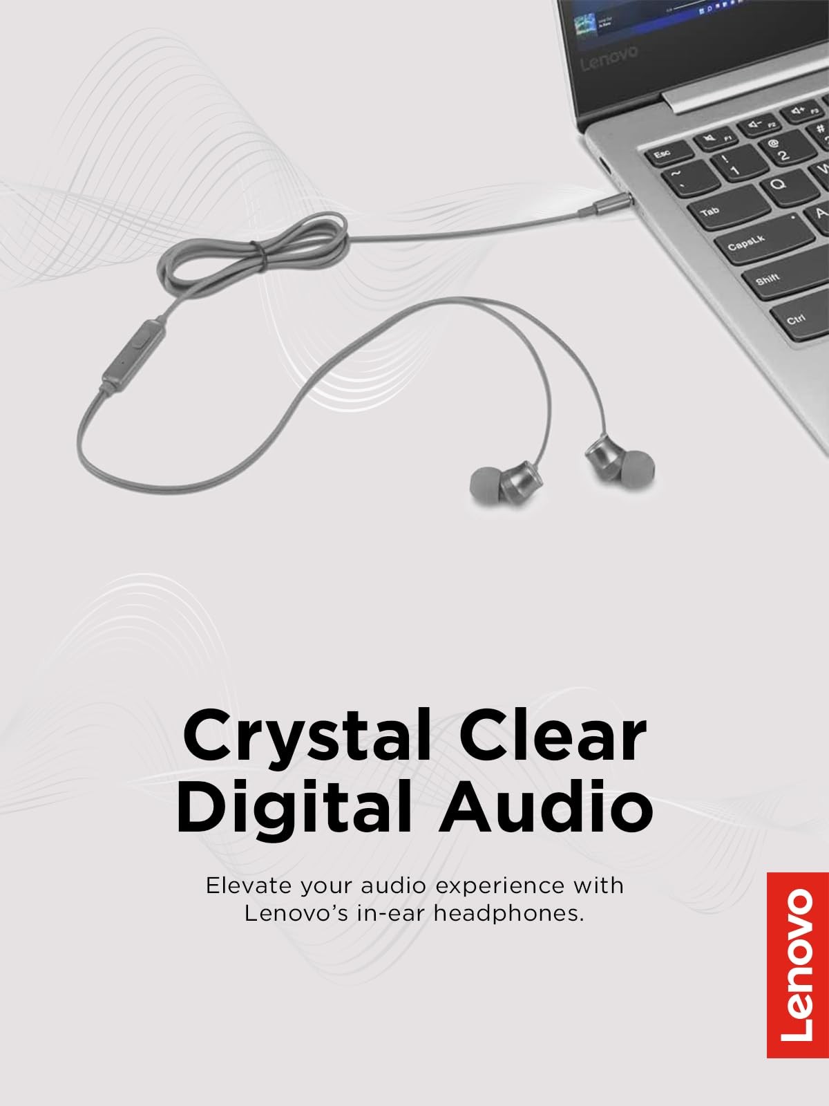 Lenovo 110 Analog In Ear Headphones Wired with Microphone and Multiple Ear Tips