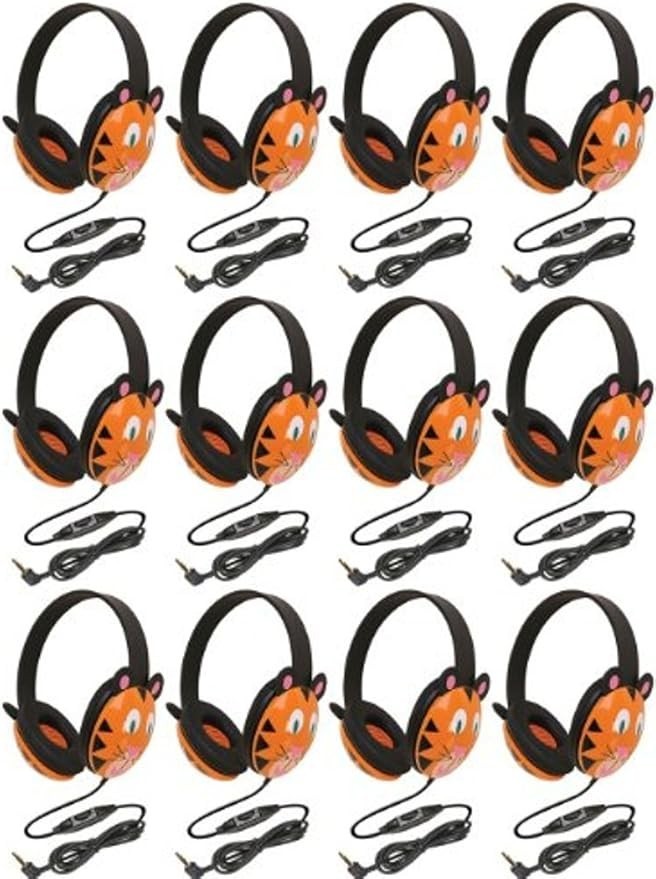 Lot of 12 Califone Kids Tiger Headphones Listening First Stereo 2810-TI Wired