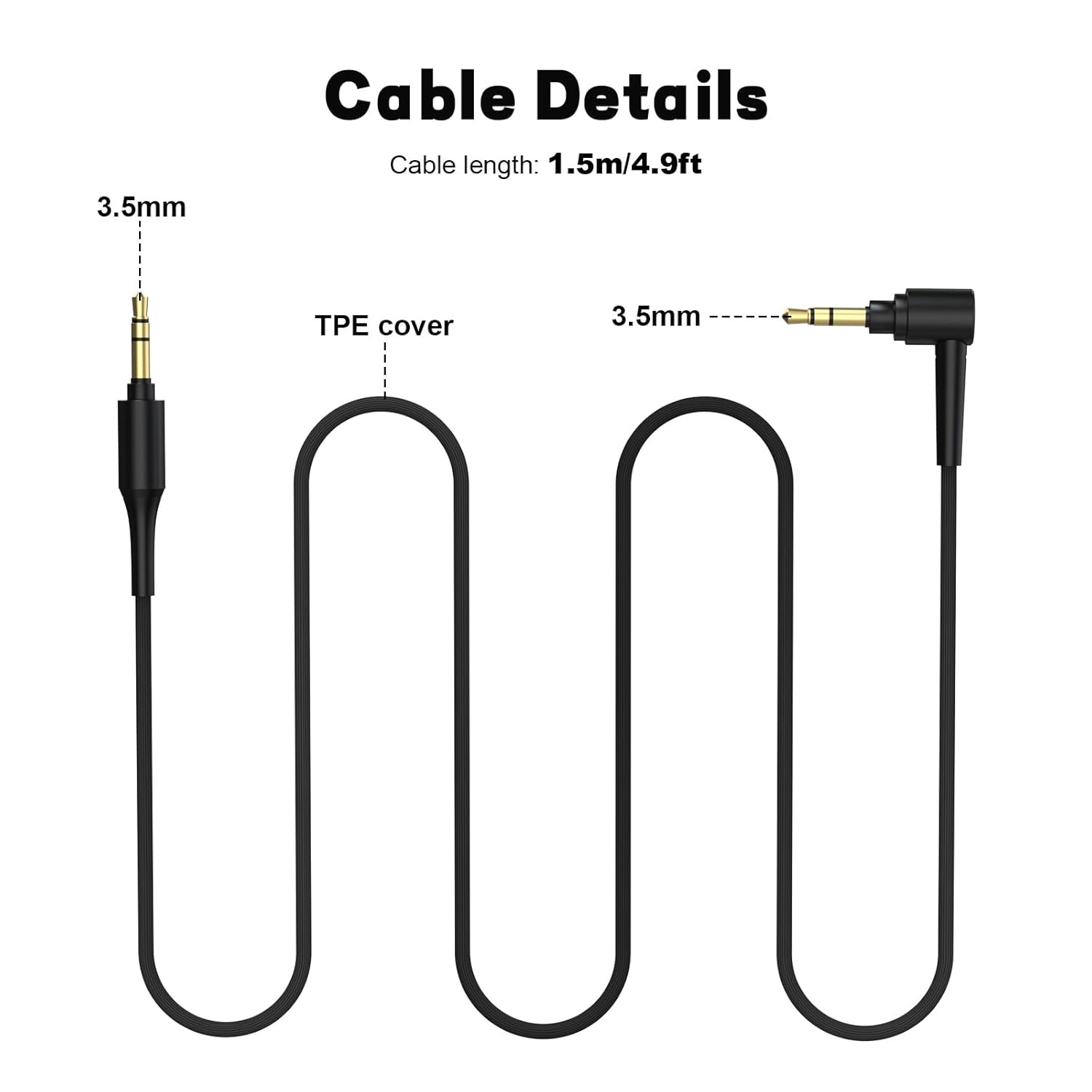 Replacement WH-1000XM5 WH-1000XM4 Headphone Audio Cable Cord Aux Wire Compatible