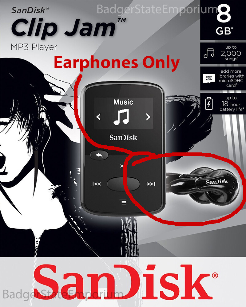 2 GENUINE SanDisk Earphone Earbuds Original In-Ear Headphone Clip Jam MP3 Player