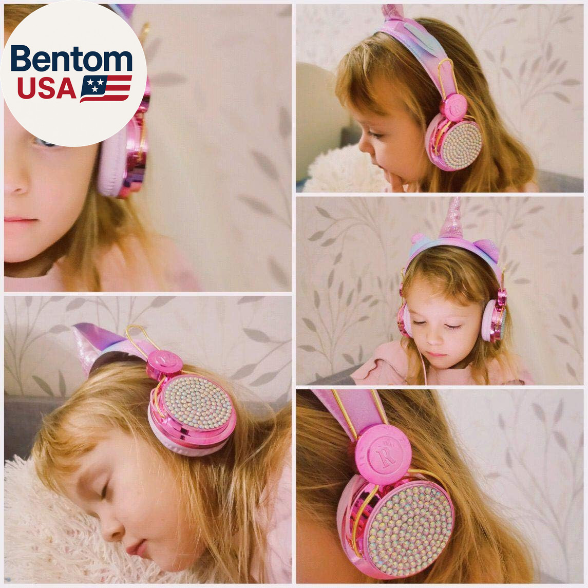 Unicorn Kids Headphones for Girls Children Teens, Wired Headphones for Kids with