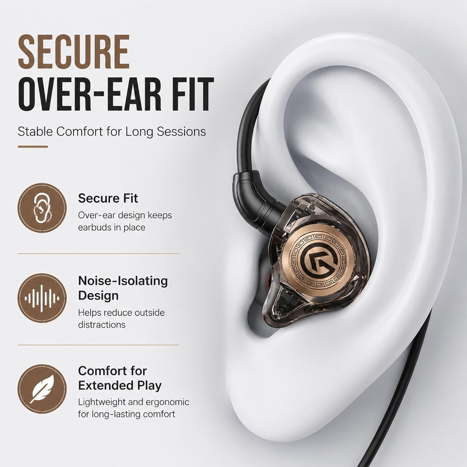 Gaming Earbuds with Mic, Wired in-Ear Gaming Headphones, 10mm Driver, 3.5mm & US
