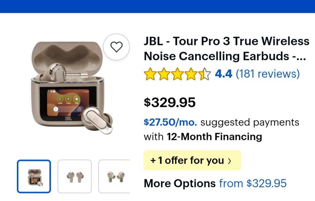 JBL Tour Pro 3 Noise Cancelling Earbuds. ( color: Latte ) Smart Charging Case