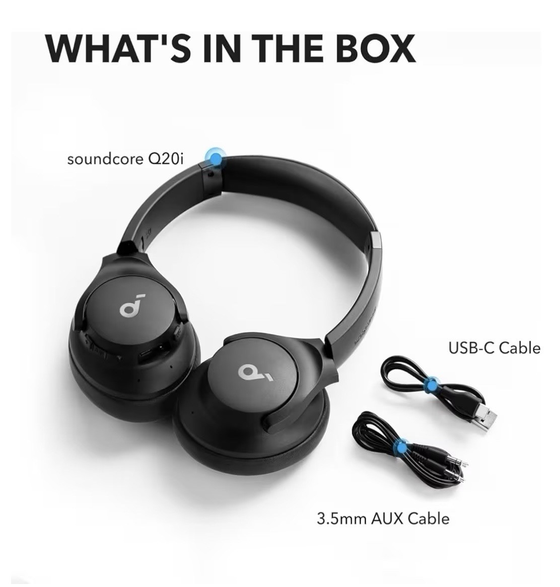 Soundcore Q20i Over Ear Hybrid Active Noise Cancelling Headphones – Black
