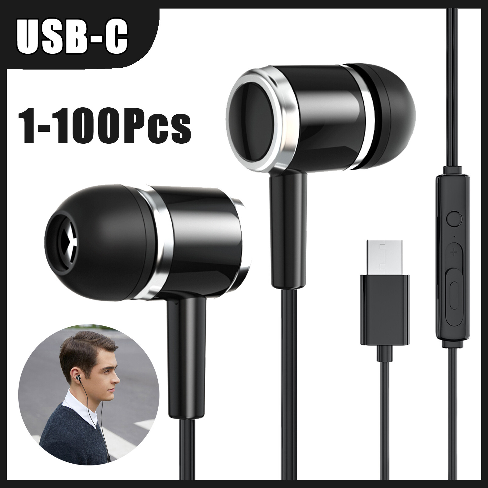 USB C Type C Wired Headset Headphone Earbuds for Samsung Galaxy Note 20 S23 S22