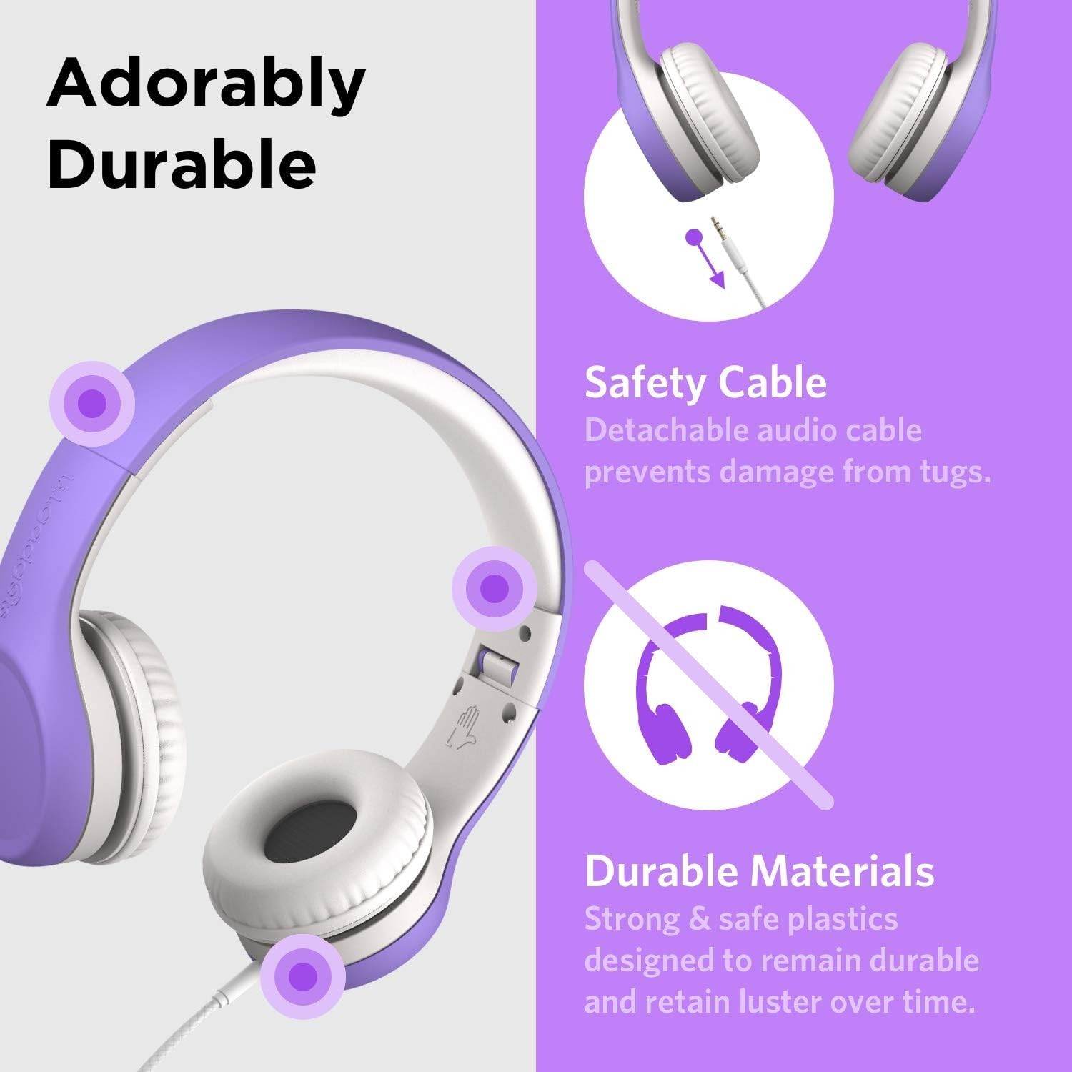 LilGadgets Connect+ Kids Headphones Wired Foldable School Headset SharePort