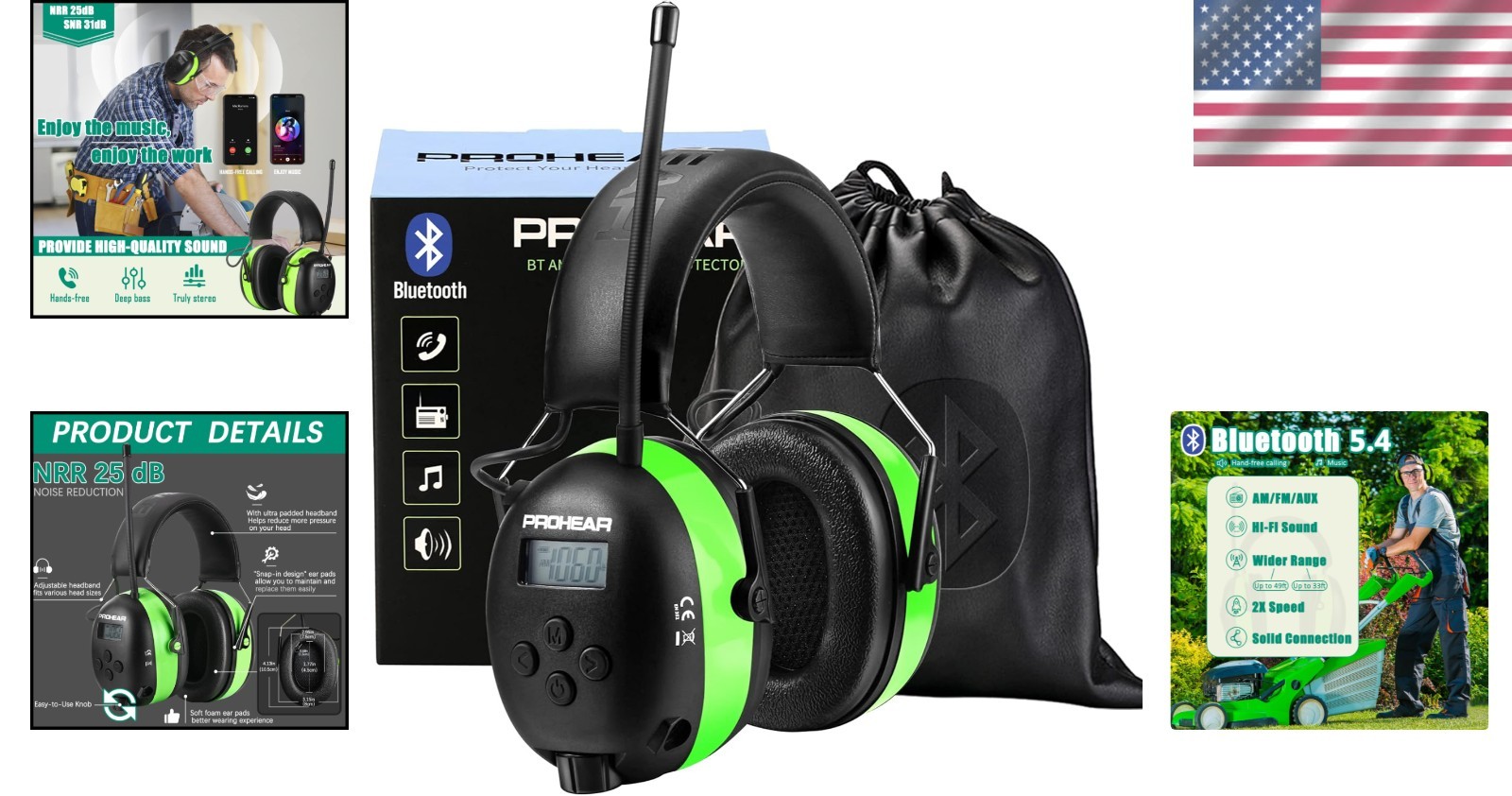 Rechargeable Hearing Protection Earmuffs with HiFi Sound & Long Battery Life
