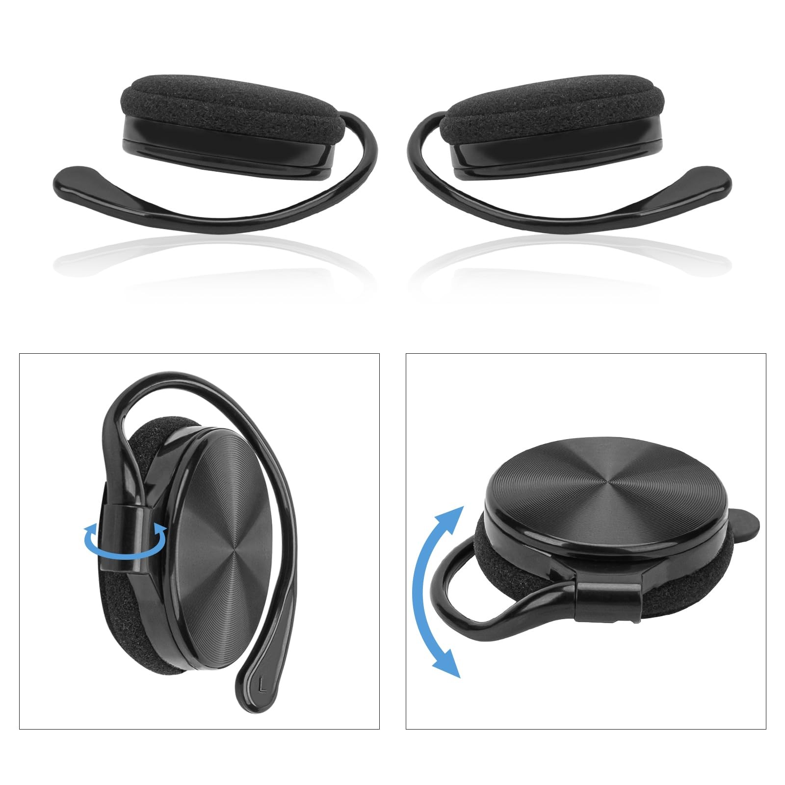 Wired Clip On Ear Headphones Portable Hook On Ear Headphones with Microphone …