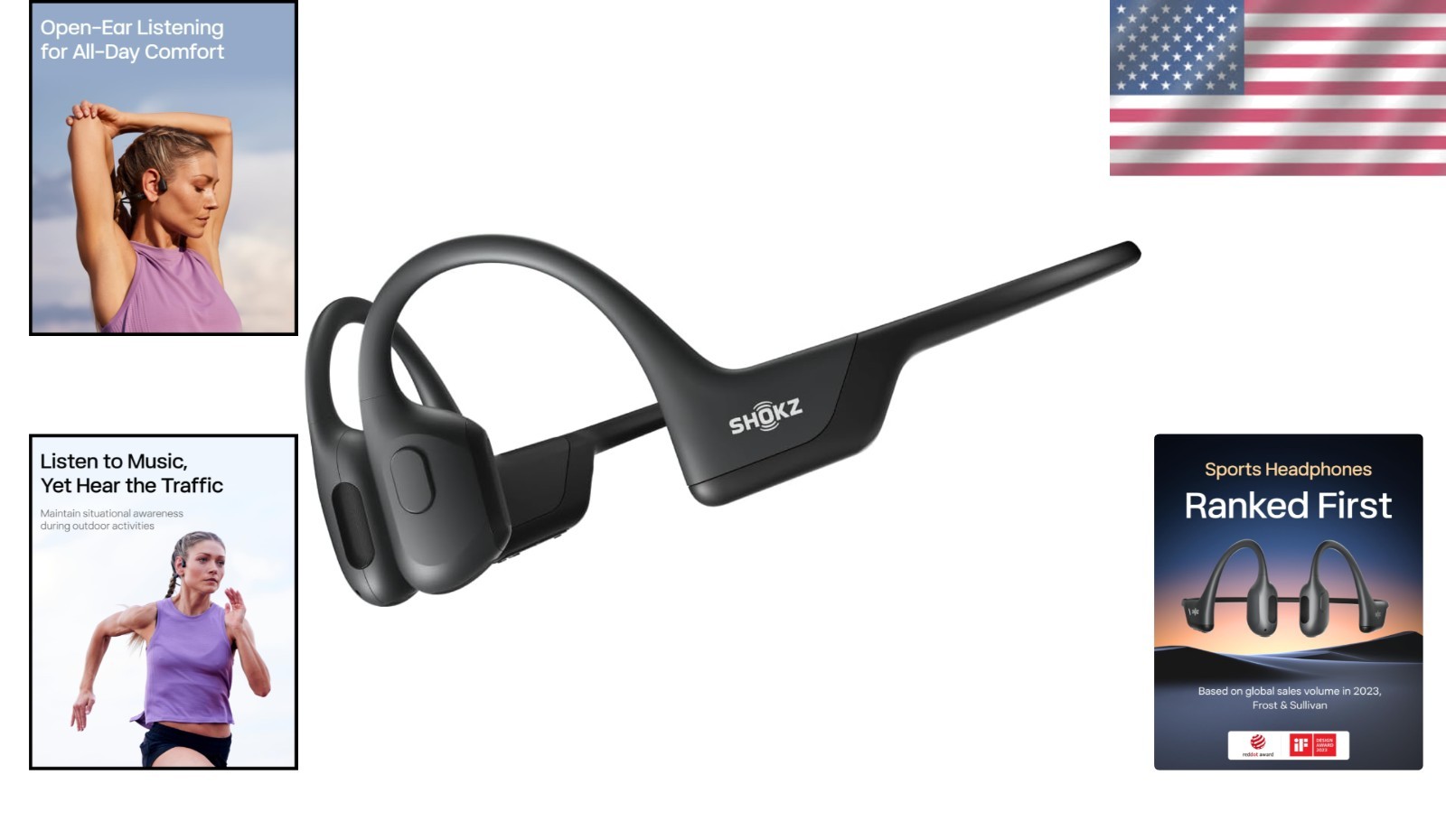Bone Conduction Bluetooth Headphones with 10 Hours Battery Life – Black