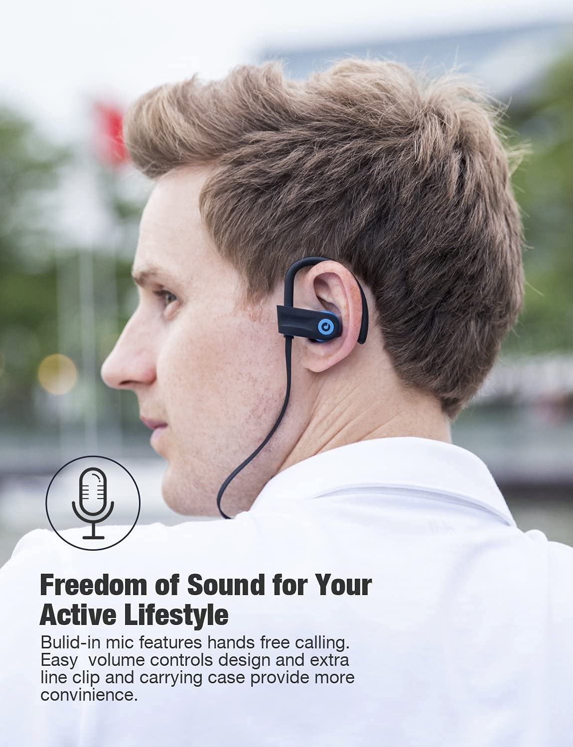 Bluetooth Headphones, Otium Wireless Sports Earbuds, Waterproof Blue, Blue