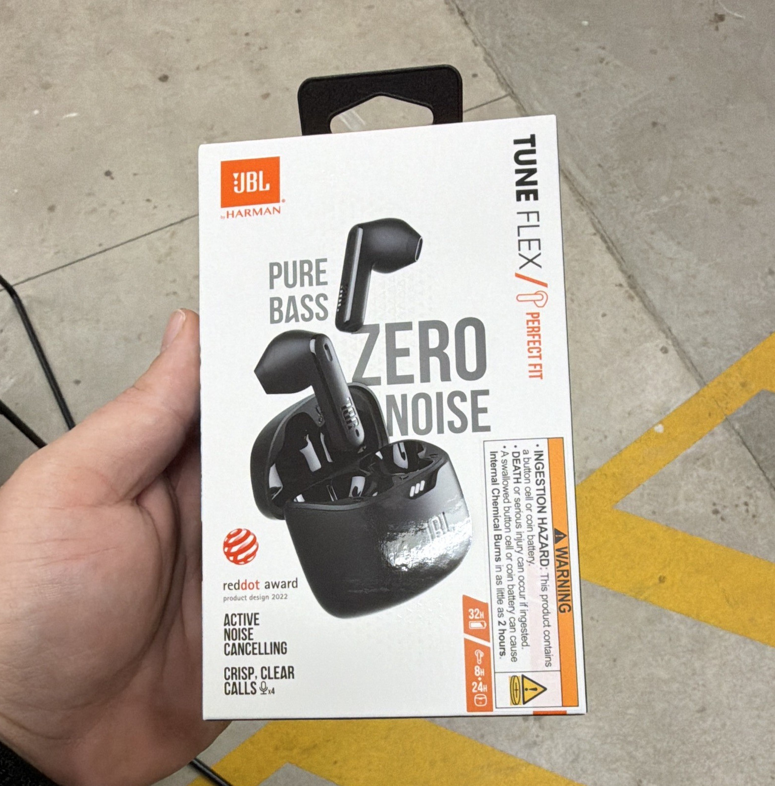 JBL Tune Flex True Wireless In-Ear Earbuds, ANC, Bluetooth, 12mm, Black
