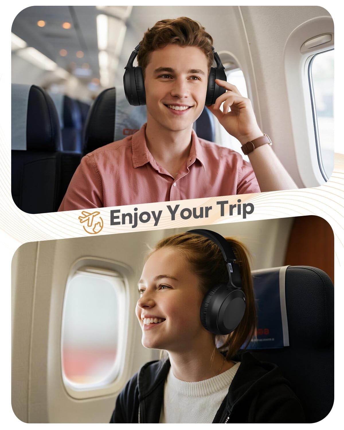 acer Wireless Bluetooth Headphones, 70 Hours Playtime, Foldable OHR205, Black