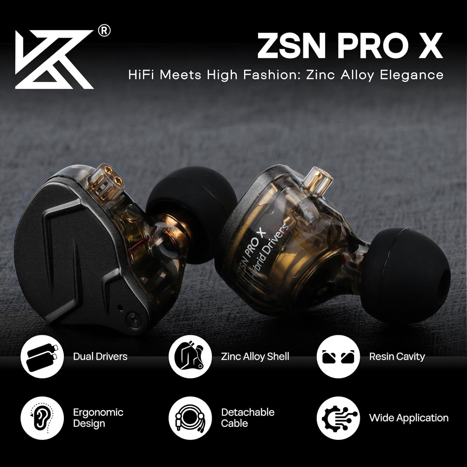 Linsoul KZ ZSN PRO X Dual Driver 1BA+1DD Hybrid Metal Earphones HiFi in-Ear Moni