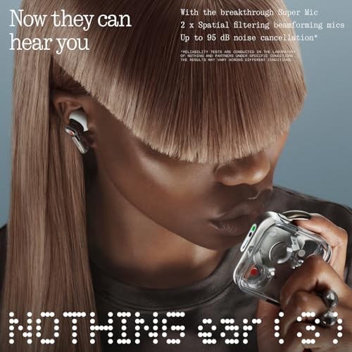 Nothing Ear (3) Noise-Canceling Earphone Bluetooth Super Mic 45dB ANC Black B173