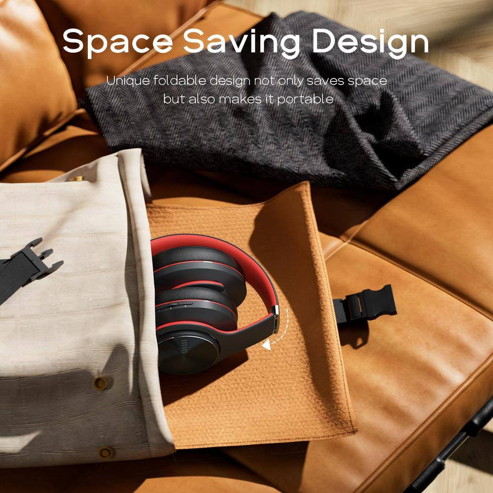 Optimized Black and Red Wireless Bluetooth Noise Canelling over the Ear Headphon