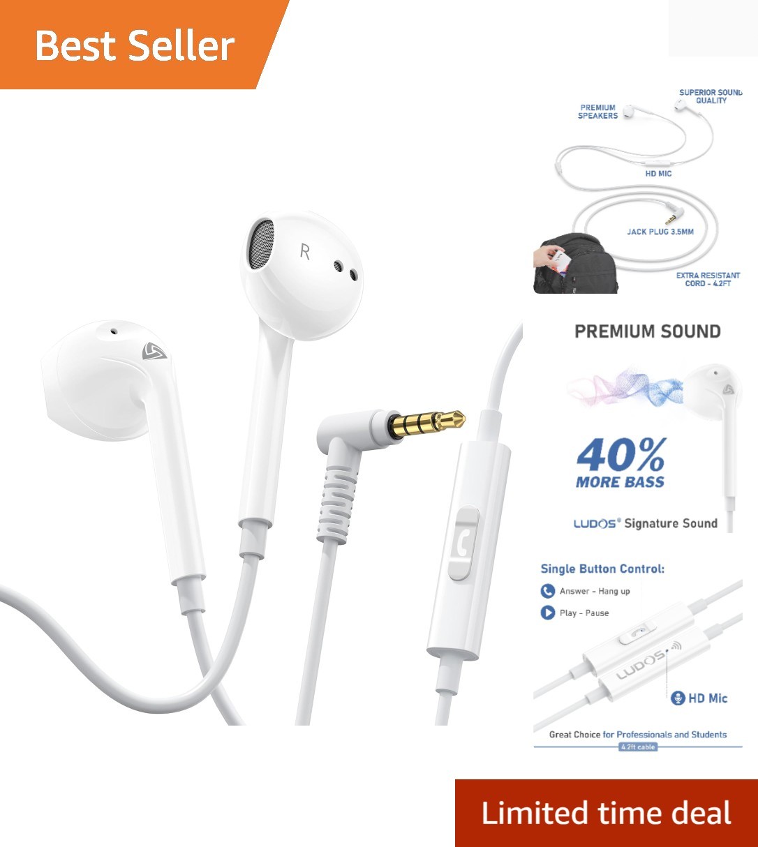 Zenith Wired Earbuds in-Ear Headphones, 5 , Earphones with Microphone, Corde…