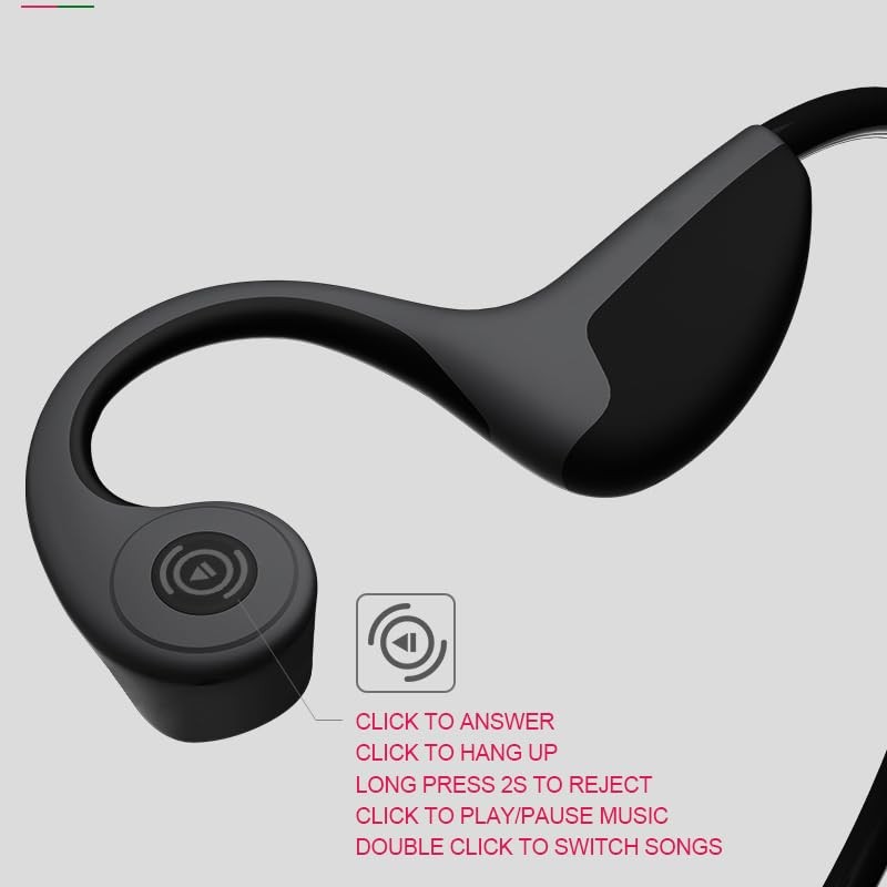 Bone Conduction Headphones Bluetooth 5.0 Open Ear Wireless Standard, Black