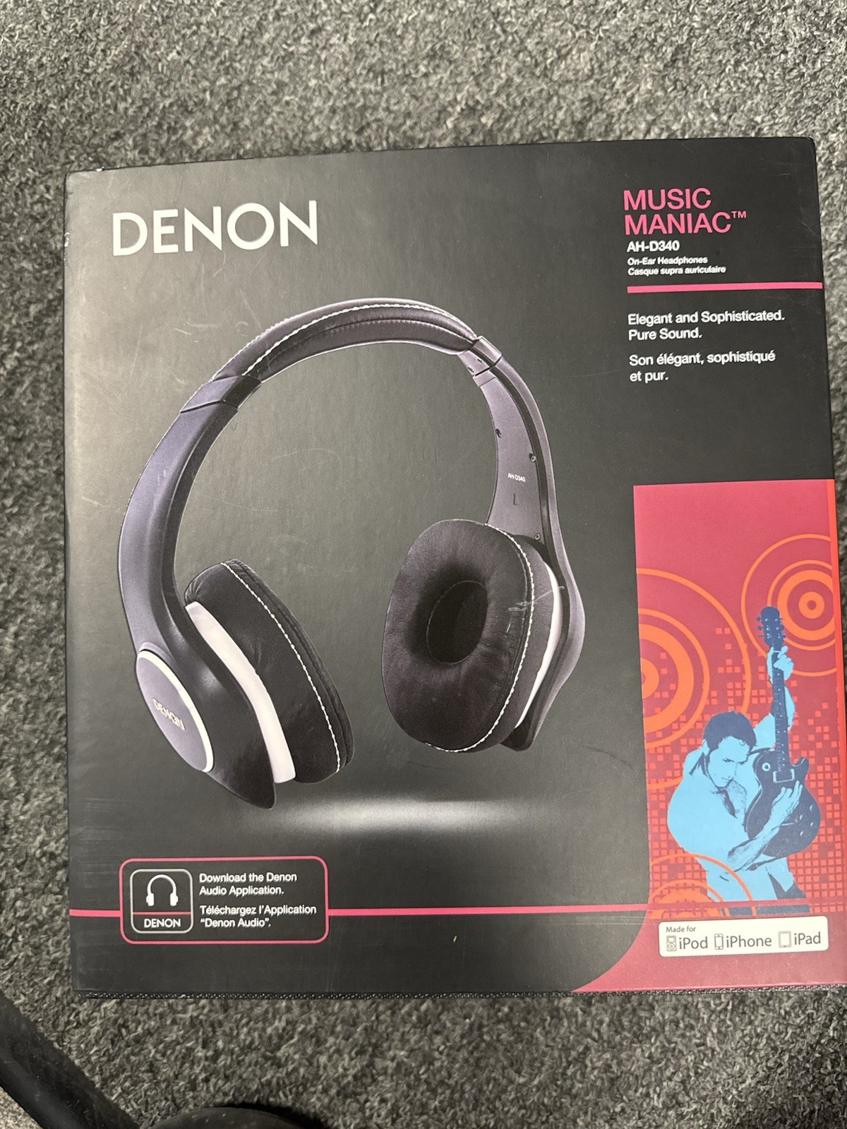 Denon AH-D340 On-Ear Headphones Black 3.5mm Jack Closed Back In-Line Control