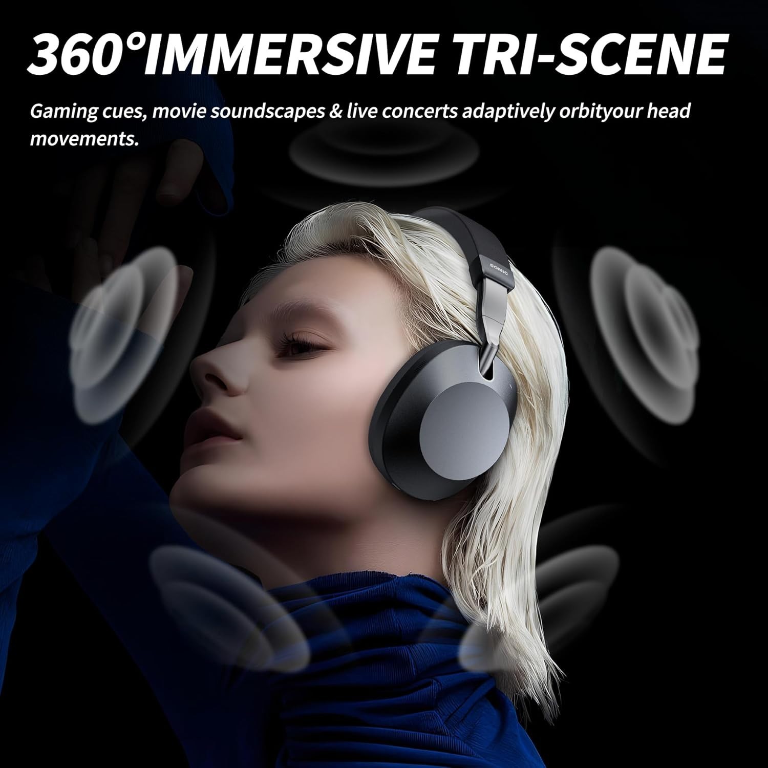 Crystal Clear Audio with Quad-Mic ANC Wireless Headphones – For Gaming & Music